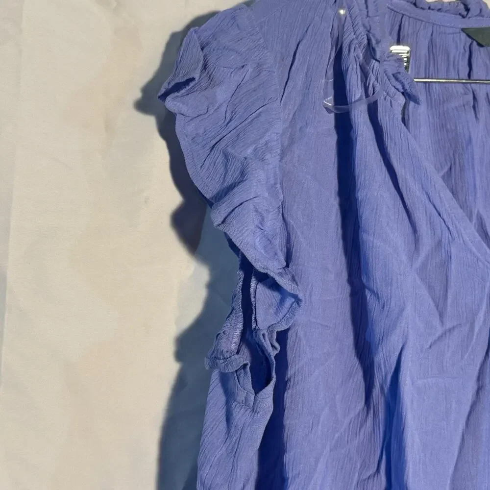 Terra & Sky Womens Plus Size V-Neck Flutter Sleeve Blouse Lavender 3X - Picture 5 of 8